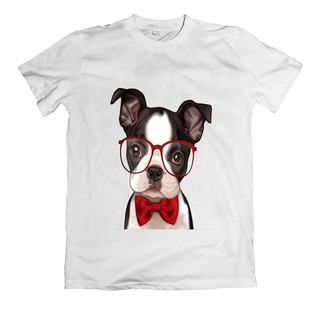 Áo thun in hình chó đeo kính