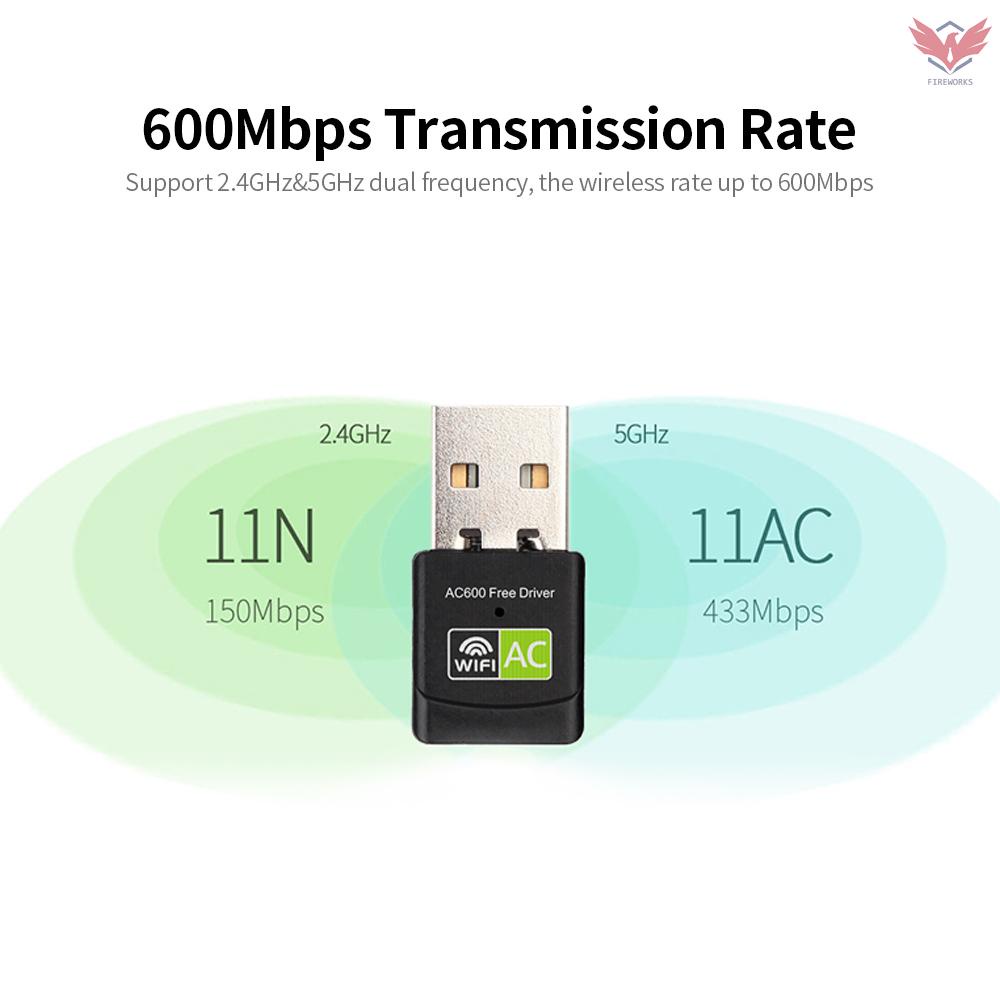 Thẻ Mạng Không Dây 600mbps 2.4ghz + 5ghz Usb Wifi Cho Pc Laptop | BigBuy360 - bigbuy360.vn
