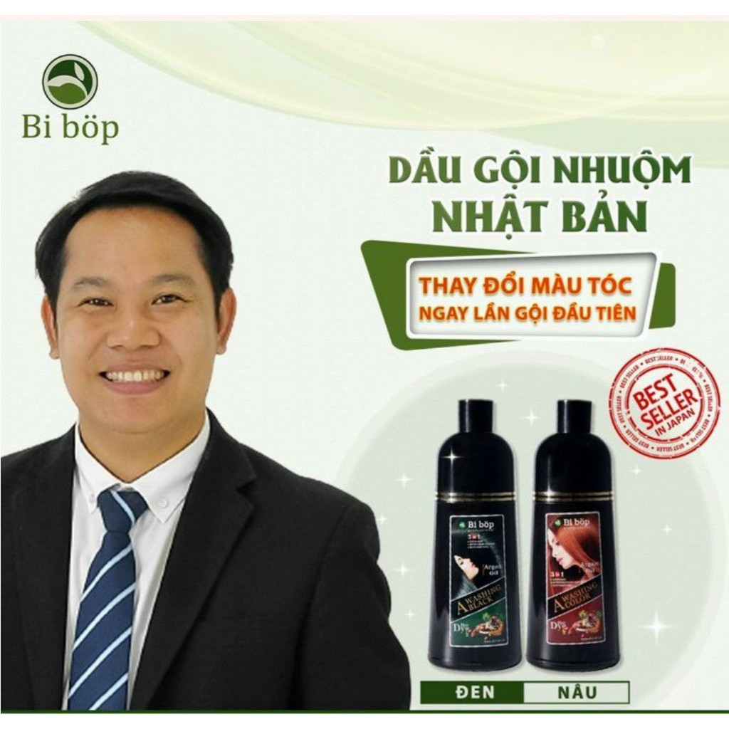 DẦU GỘI NÂU - ĐEN PHỦ BẠC TÓC BIBOP NHẬT BẢN 500ML
