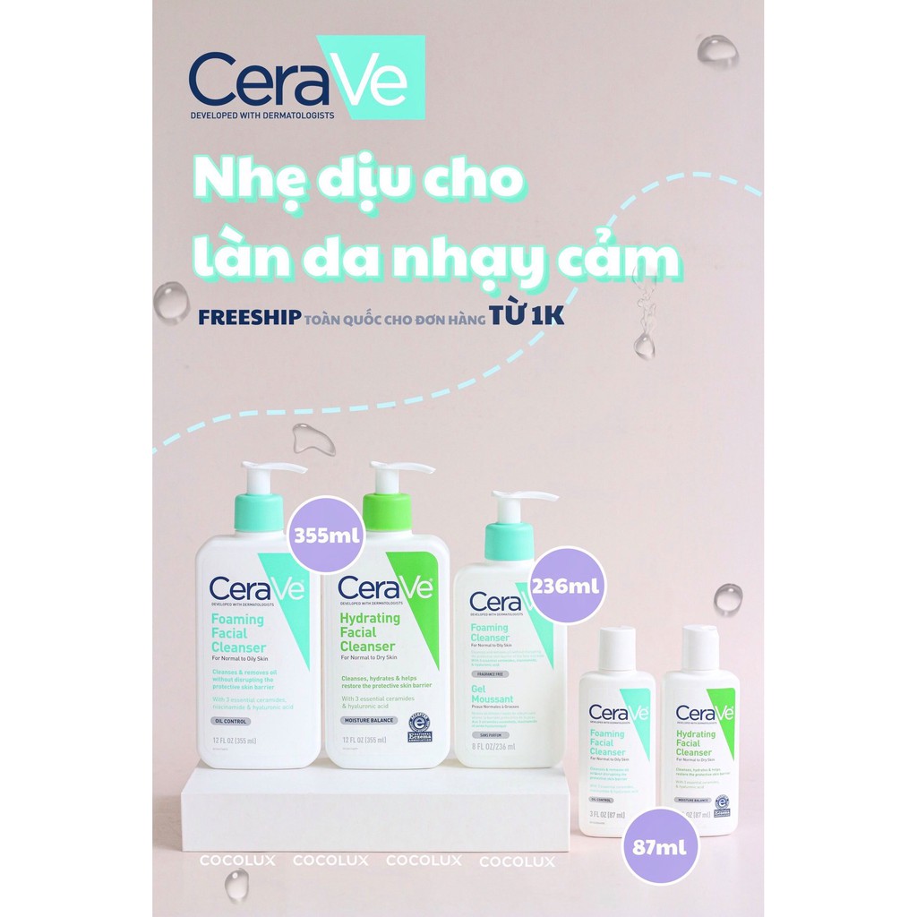 Sữa Rửa Mặt CeraVe Facial Cleanser[COCOLUX] | BigBuy360 - bigbuy360.vn