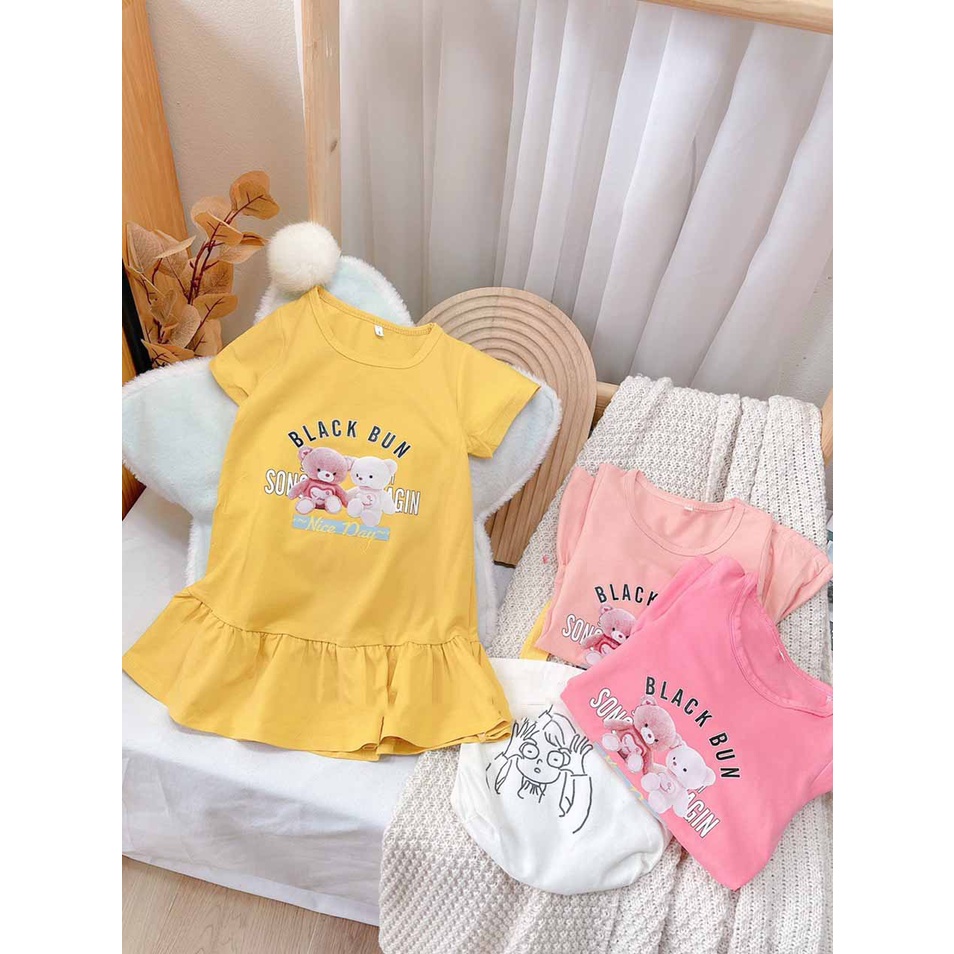[MẪU MỚI] VÁY ĐUÔI CÁ BLACK BUN IN GẤU 3D SIÊU CƯNG CHẤT COTTON MỀM MÁT CHO BÉ 8-18KG. VIDEO THẬT. XƯỞNG MAY BIBO
