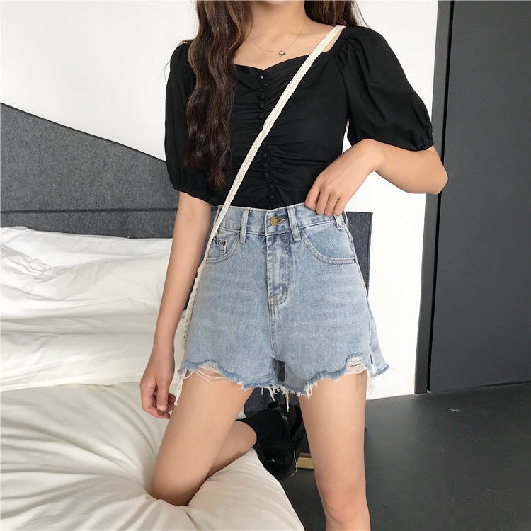 Quần Short Jeans Rách Lưng Cao Cá Tính Cho Nữ | BigBuy360 - bigbuy360.vn