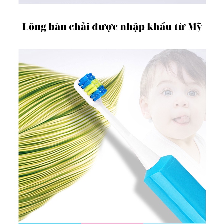 Bàn Chải Đánh Răng Điện Cho Trẻ Em Chế Độ Làm Sạch Sâu An Toàn Với Nướu N2001-2 Ngân shop [Tặng Kèm đầu chải]