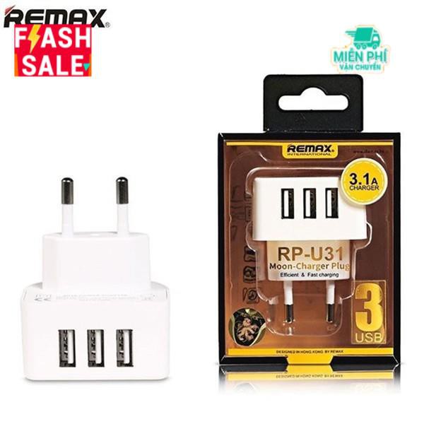 Cóc sạc Remax 3 cổng 3.1A chính hãng