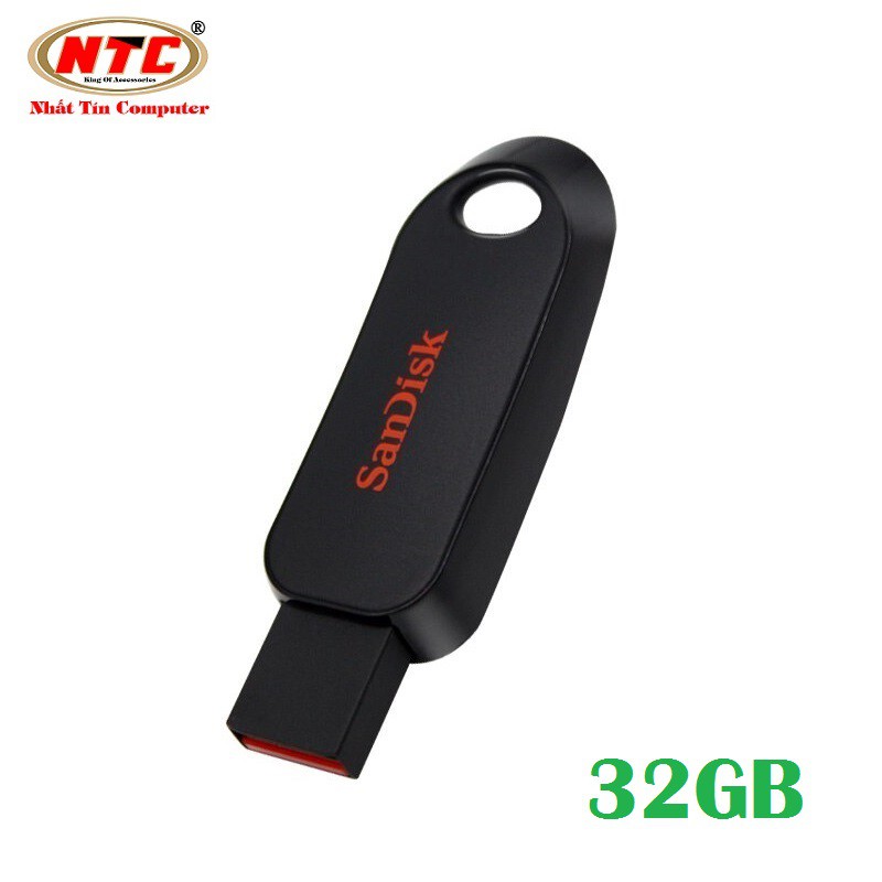 USB 2.0 Sandisk CZ62 Cruzer Snap 32GB kiểu trượt (Đen)