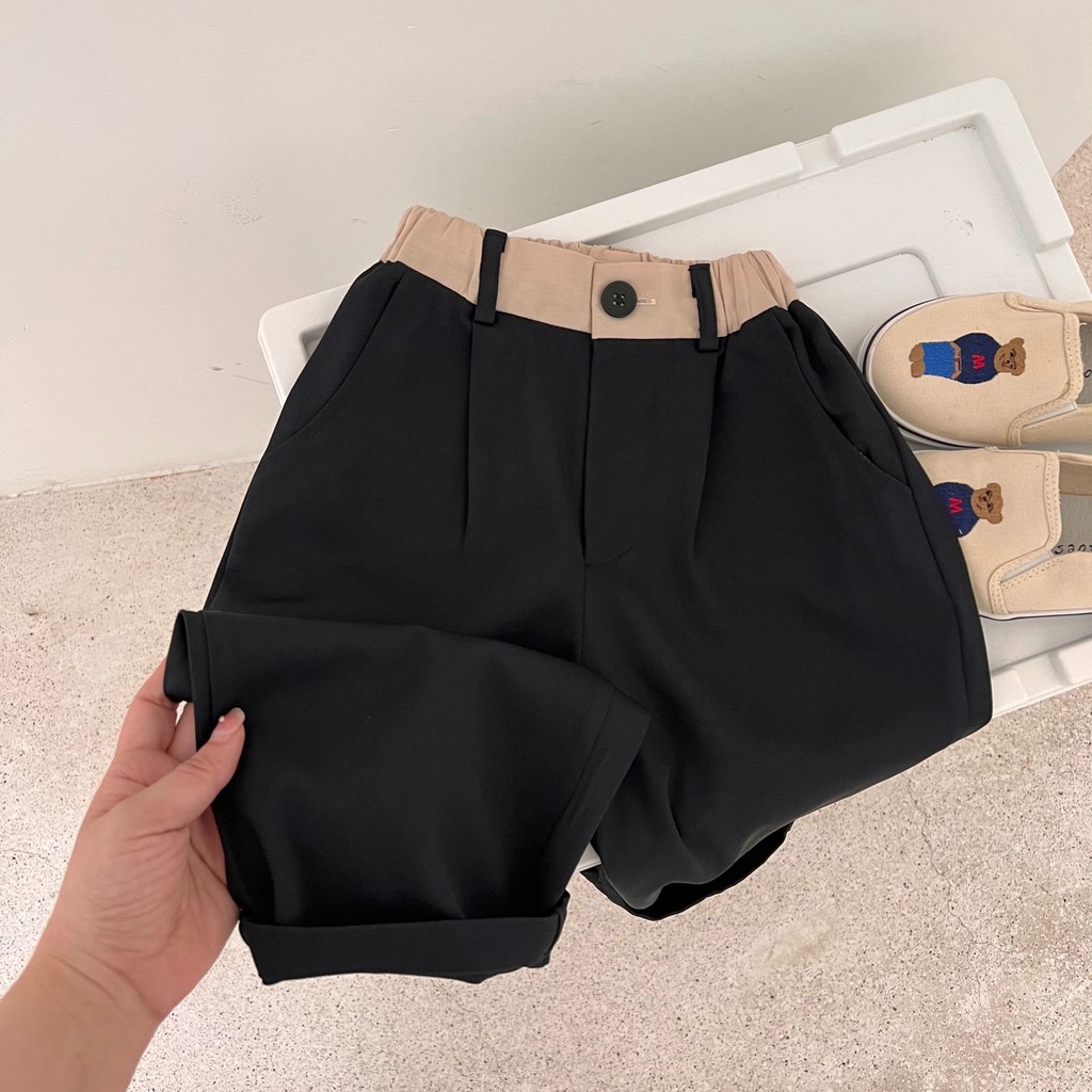 Quần Dài Dáng Rộng Màu Trơn Cài Nút Phong Cách Hàn Quốc Thời Trang Mùa Thu Mới Cho Bé Trai