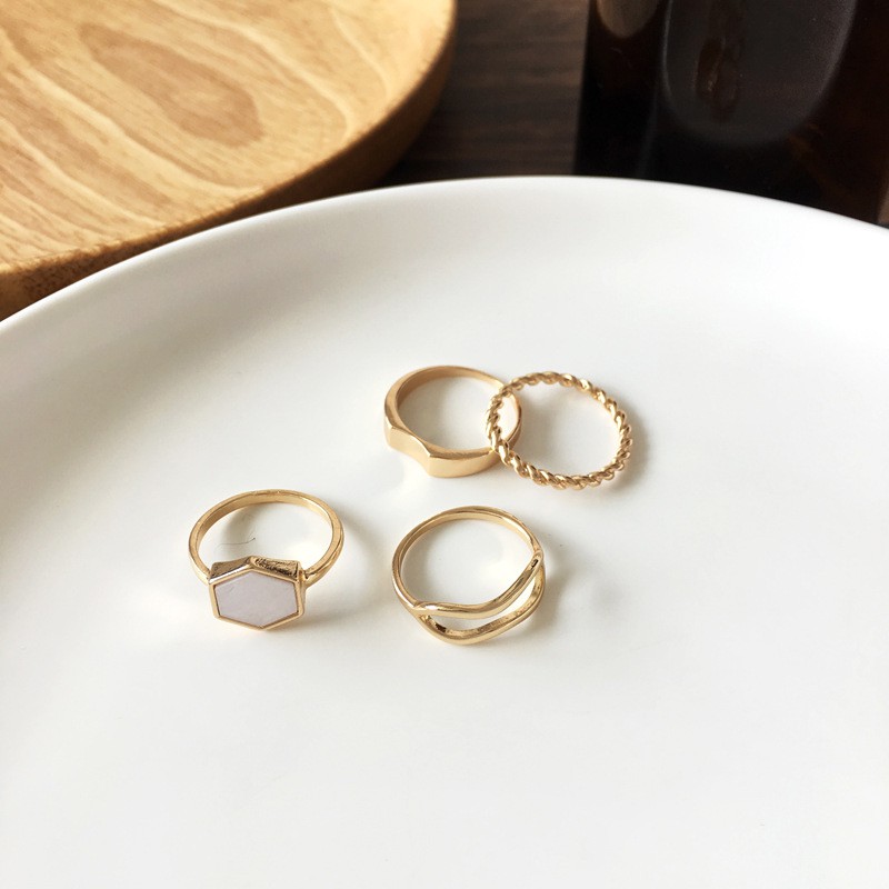 Set 4 nhẫn đeo khớp ngón tay hai lớp thời trang cho nữ