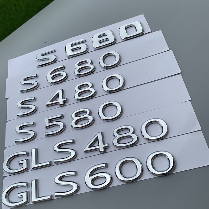 Decal tem chữ GLS600, S600 nhựa ABS dán đuôi xe ô tô Maybach, chất liệu nhựa ABS