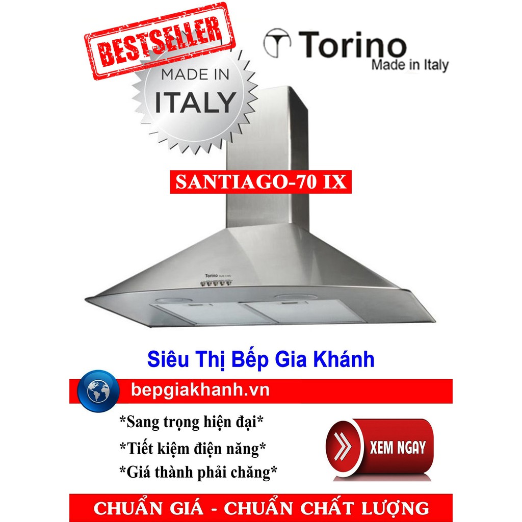 Máy hút mùi nhà bếp dạng phễu 70cm Torino SANTIAGO-70 IX nhập khẩu Italy