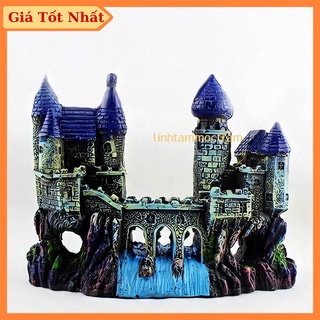 Mô hình lâu đài xanh trang trí bể cá phụ kiện thiết bị bể cá