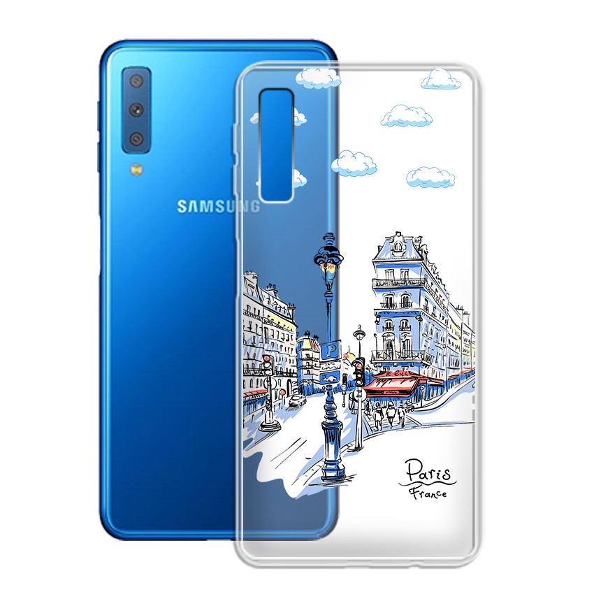 [FREESHIP ĐƠN 50K] Ốp lưng Samsung Galaxy A7 2018 / A750 in nổi họa tiết phong cảnh Paris - 01029 Silicone Dẻo