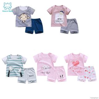 Bộ đồ áo thun ngắn tay in hình hoạt hình + quần ngắn cho bé trai