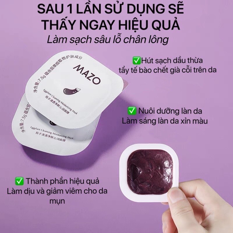 Full Hộp Mặt Nạ Bùn Non Đất Sét Cà Tím Sạch Da Cấp Ẩm Mack Eggplant