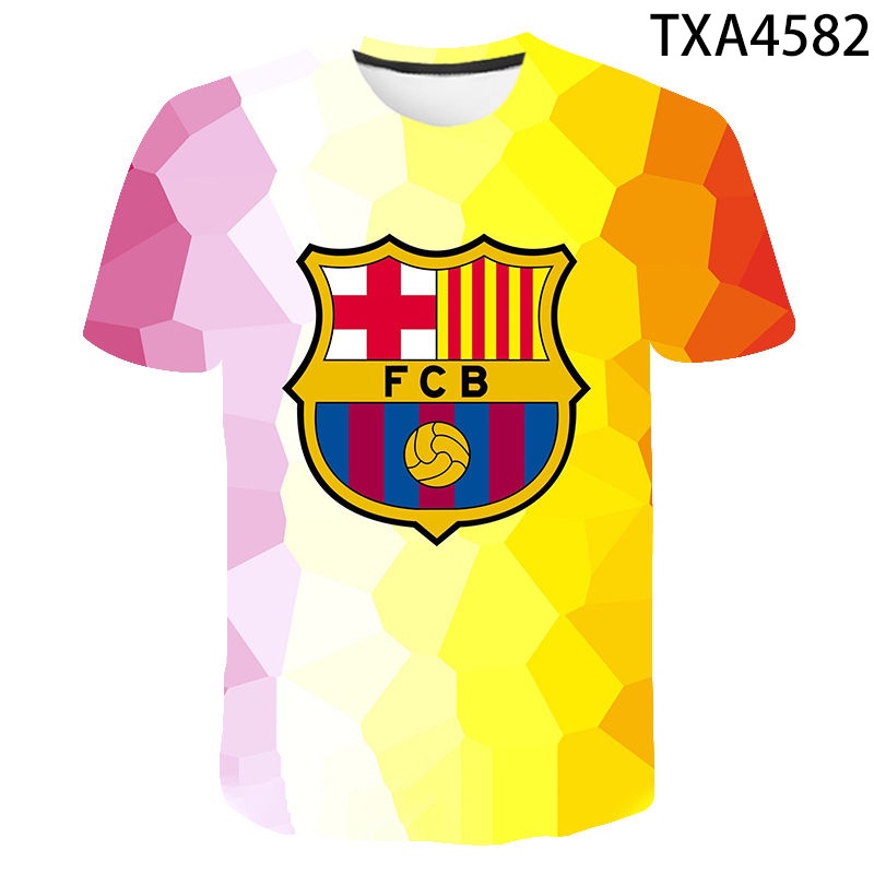 Áo Thun Tay Ngắn In Hình 3D Đội Bóng Barcelona 2022 Thời Trang Mùa Hè Cho Nam Và Nữ