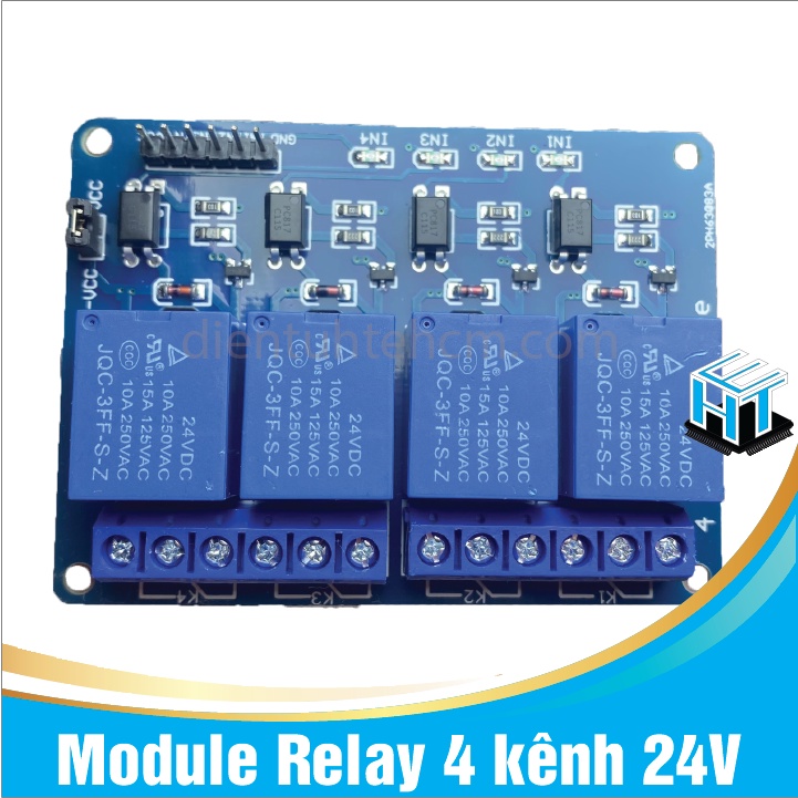 24V 4 kênh - Module Relay 4 kênh 24V chịu được hiệu điện thế lên đến 250VAC 10A