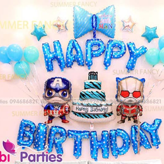 Set người nhện captain american siêu nhân SN13 sinh nhật cho bé trai - happy birthday decoration spiderman