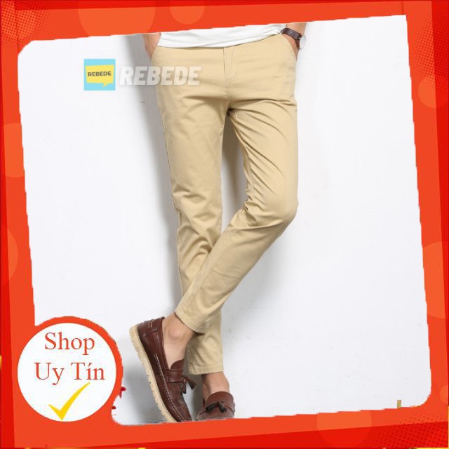 Quần tây nam vải kaki co giãn nhẹ dáng ôm côn vừa đứng ống cao cấp