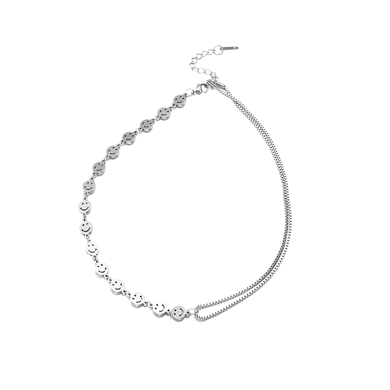 vòng cổ Thép Titan Mặt Hình Mặt Cười Đơn Giản Xinh Xắn