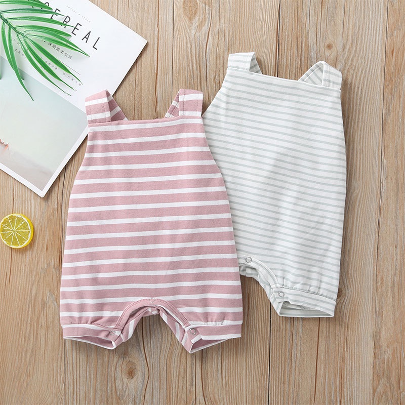 Body Hai Dây Cho Bé Trai Bé Gái Sơ Sinh 0-3 Tuổi,Bodysuit Liền Thân Họa Tiết Kẻ Sọc Áo Liền Quần Cho Bé trẻ em