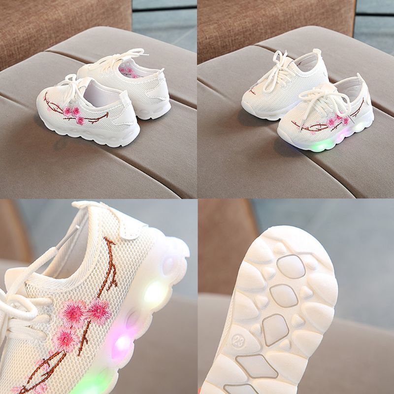 Mary☆Baby Girls Boys Embroidery Sport Running LED Luminous Mesh Shoes Sneakers Lot