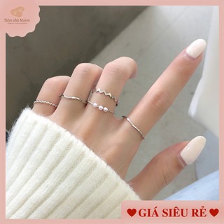 Nhẫn nữ set 5 chiếc thời trang phong cách Hàn Quốc tiệm nhà Maros