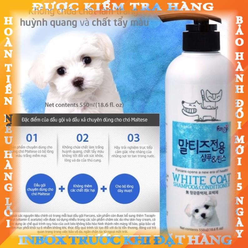Dầu Gội Và Xả Dành Cho Chó Lông Trắng Forcans White Coat 550ml nguyenhai