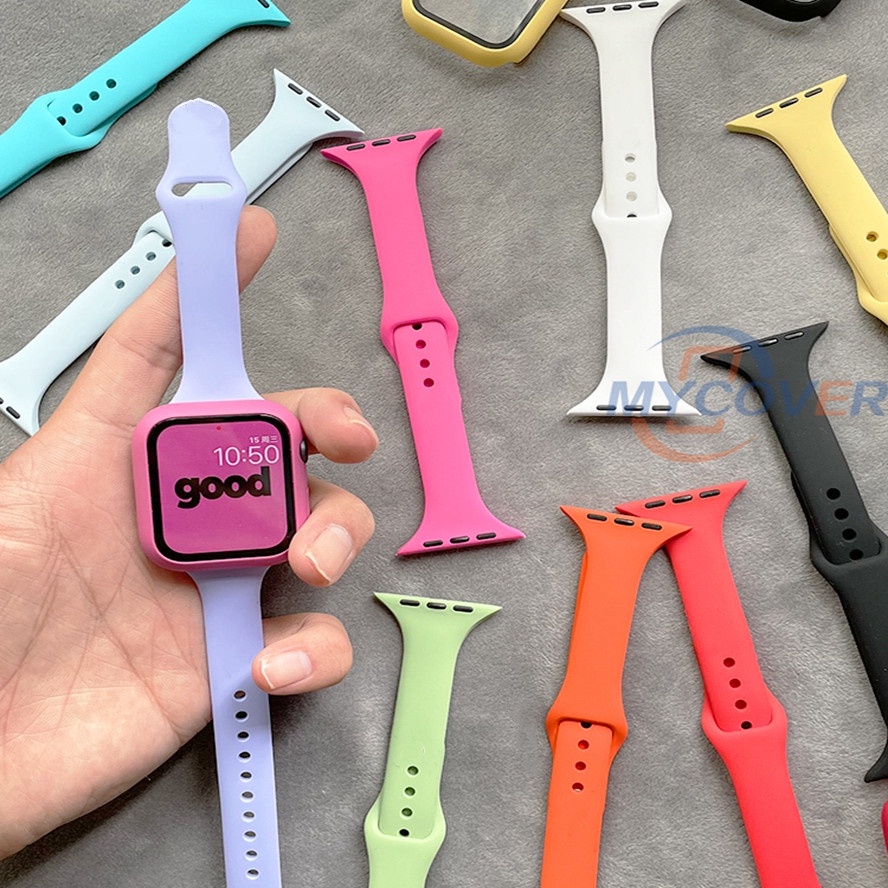 Ốp Silicone Bảo Vệ Mặt Đồng Hồ iWatch Series 7 6 SE 5 4 3 2 1 Kích Thước 41mm 45mm 44mm 42mm 40mm 38mm