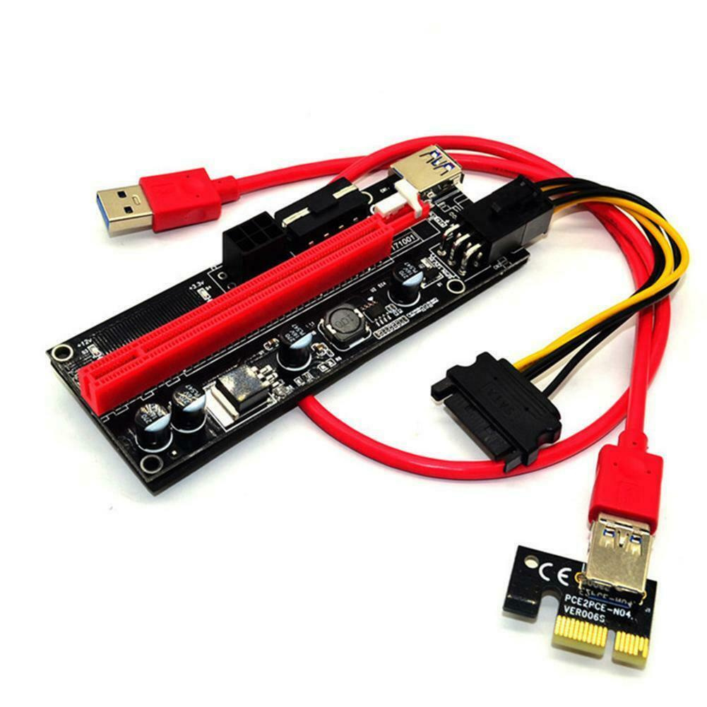 PCI-E 1X To 16X Graphics Extension Cable Dual 6Pin Pcie Power Card Supply Adapter V4R2