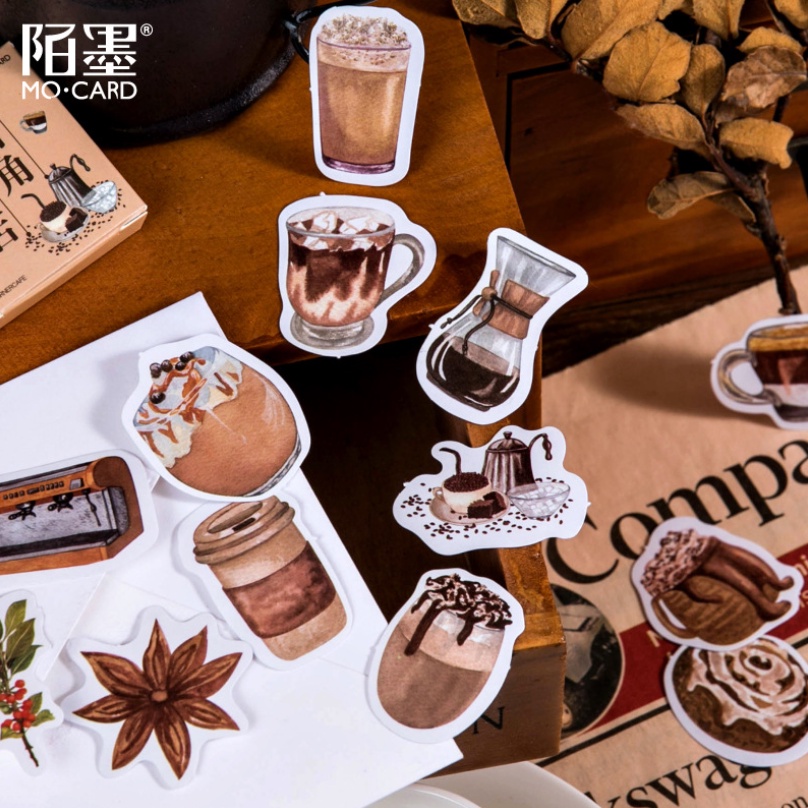 Hộp 46 miếng sticker mẫu corner cafe góc cà phê xinh xắn
