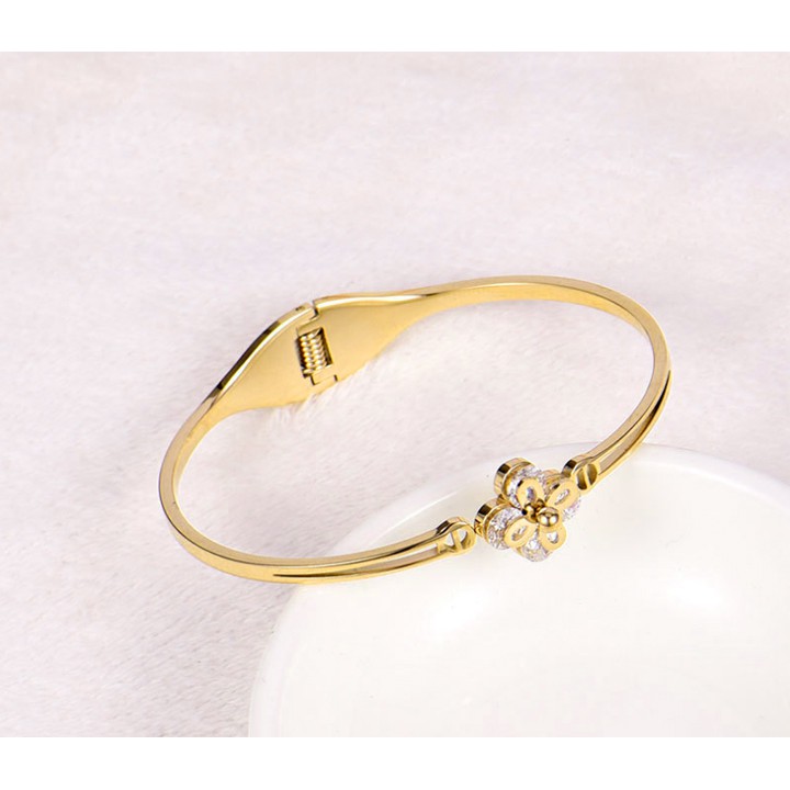 Vòng tay nữ titan cao cấp hình bông hoa siêu đẹp, bền màu, hợp thời trang