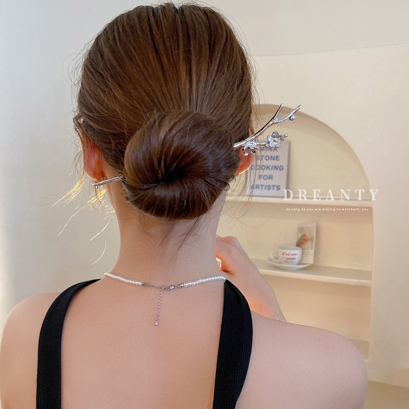 Kẹp Tóc Kim Loại Hình Cành Hoa Mận Phong Cách Mới