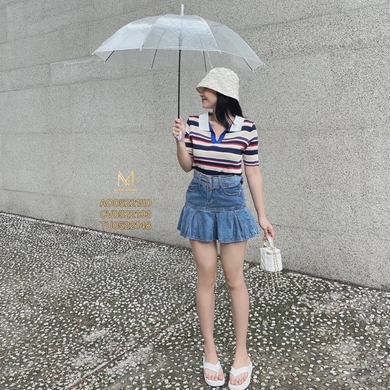 ÁO LEN KẺ CỔ POLO CHẤT LEN MONGTOGHI CO GIÃN DÁNG ÔM GỌN MS12556
