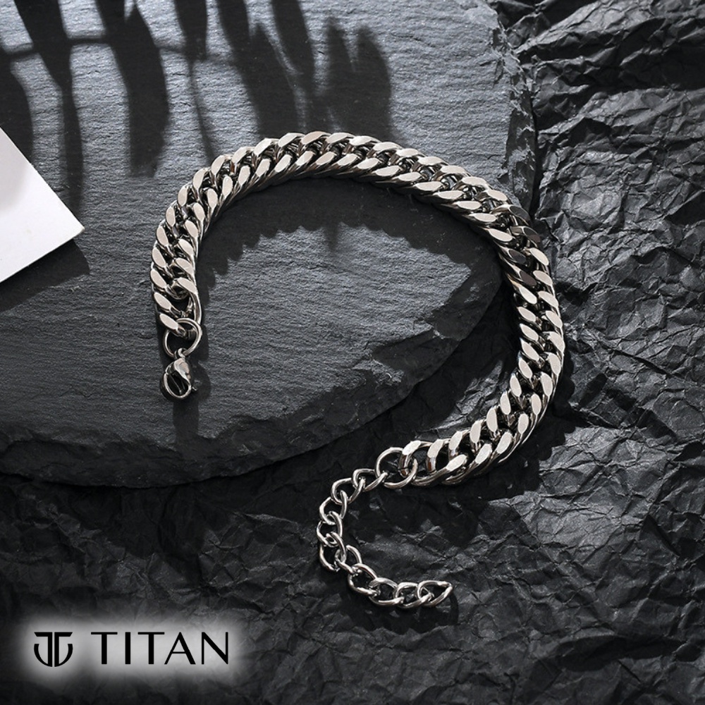 Lắc tay nam nữ unisex cá tính, vòng tay cuban bracelet sợi xích cá tính, màu bạc đẹp không gỉ TITAN Shop