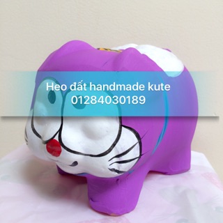 Heo đất handmade đoremon tím size M