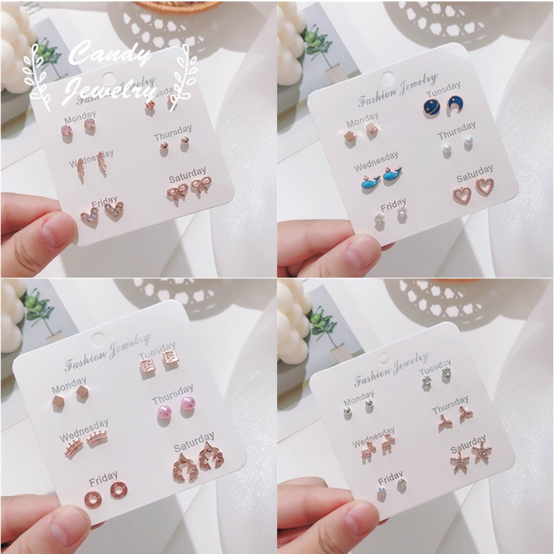 Set 6 đôi khuyên tai thời trang Hàn Quốc dành cho nữ