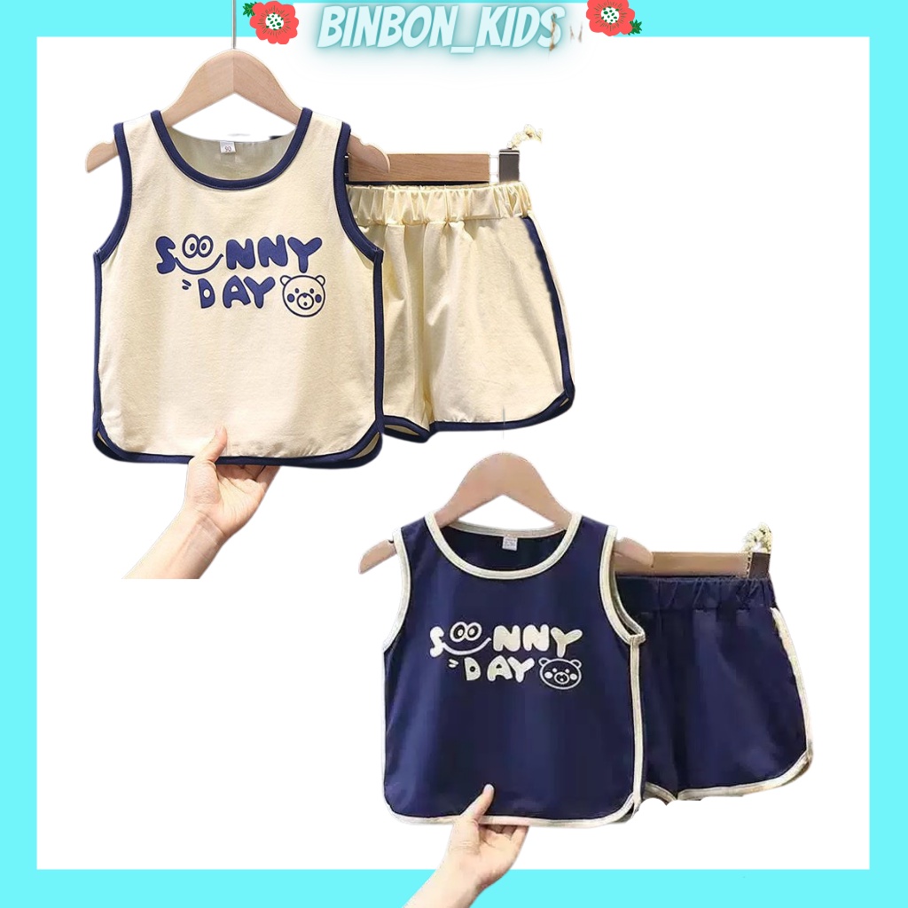 Bộ cộc tay cho bé quần áo sát nách Sunny cho bé trai bé gáichất thun lạnh cao cấp siêu mềm siêu mát Binbon kids 6-26kg