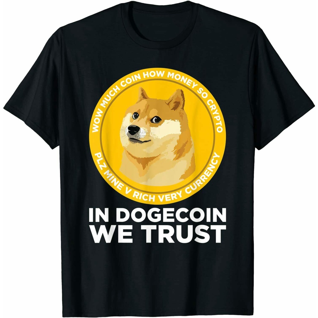 Áo Thun Đen In Chữ Dogecoin We Trust Blockchain Cá Tính
