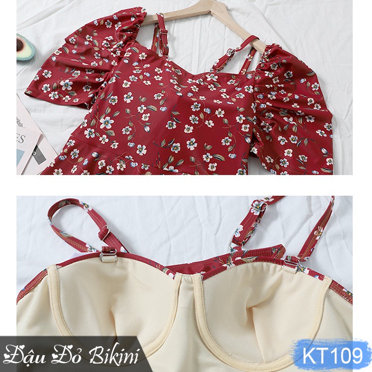 Đồ bơi big size nữ cao cấp, bikini size lớn loại đẹp, dáng váy chiết eo, bộ bơi cho người béo (mập) đến 90kg | KT109