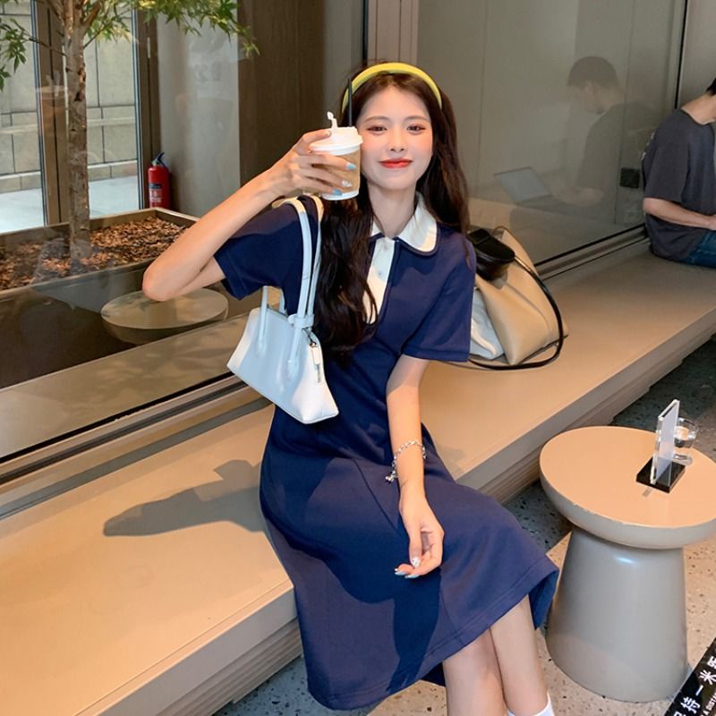 Đầm Dài Cổ Polo Ngắn Tay Thời Trang Mùa Hè Dành Cho Nữ 2022