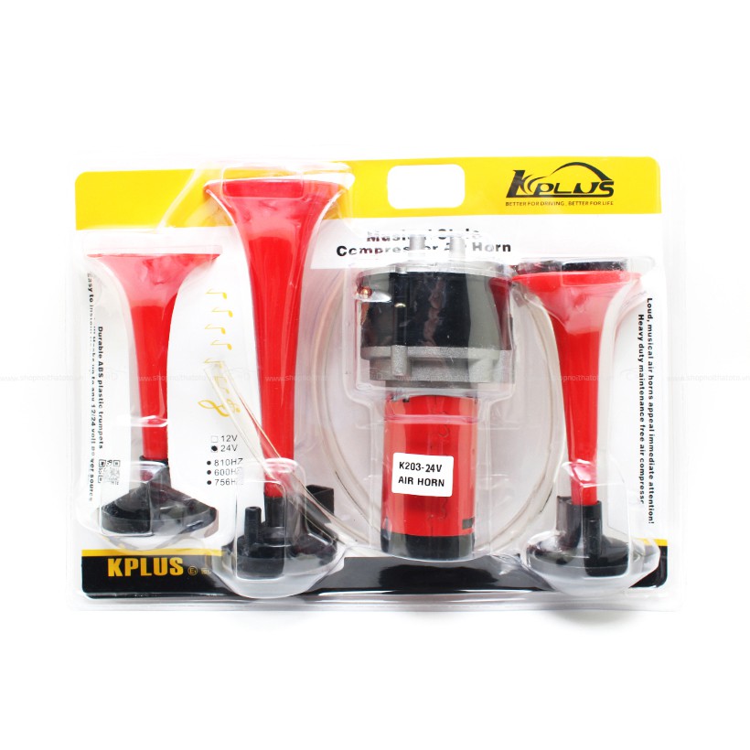 Kèn Hơi 3 Loa KPLUS K203 24V (Rơ Le Và Mô Tơ) Nhập Khẩu Chính Hãng