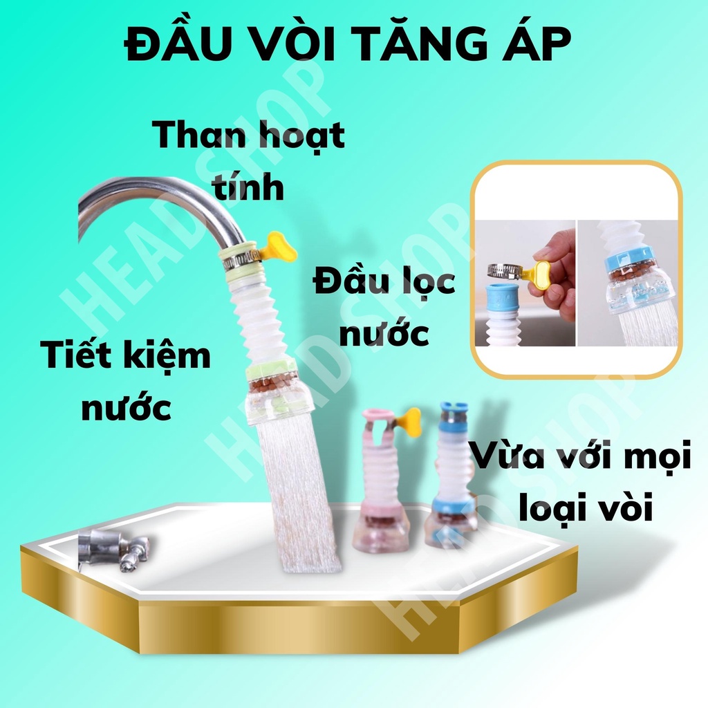 Đầu Vòi Nối Rửa Bát Tăng Áp Xoay 360 Độ Vòi Nước 360 Độ Cho Bồn Rửa Chén có than hoạt tính RY009 HEAD SHOP