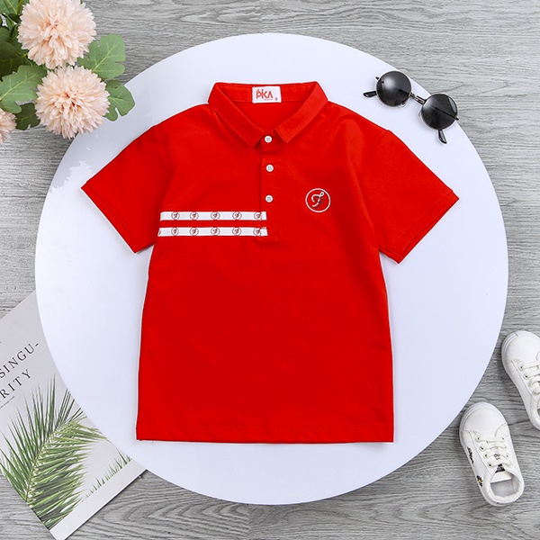 Áo Polo bé trai  -Pika kids- Áo có cổ  bé trai  chất liệu cotton in ff - Quần áo trẻ em từ 10-18kg