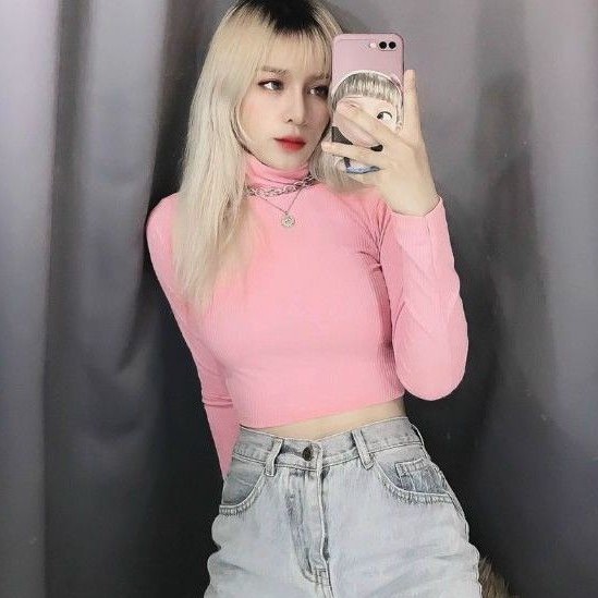 Áo CROPTOP cổ lọ Body