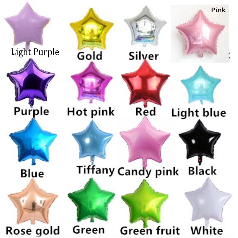 Bộ 5 bong bóng nhôm 18 inch hình ngôi sao hồng dùng trang trí tiệc sinh nhật