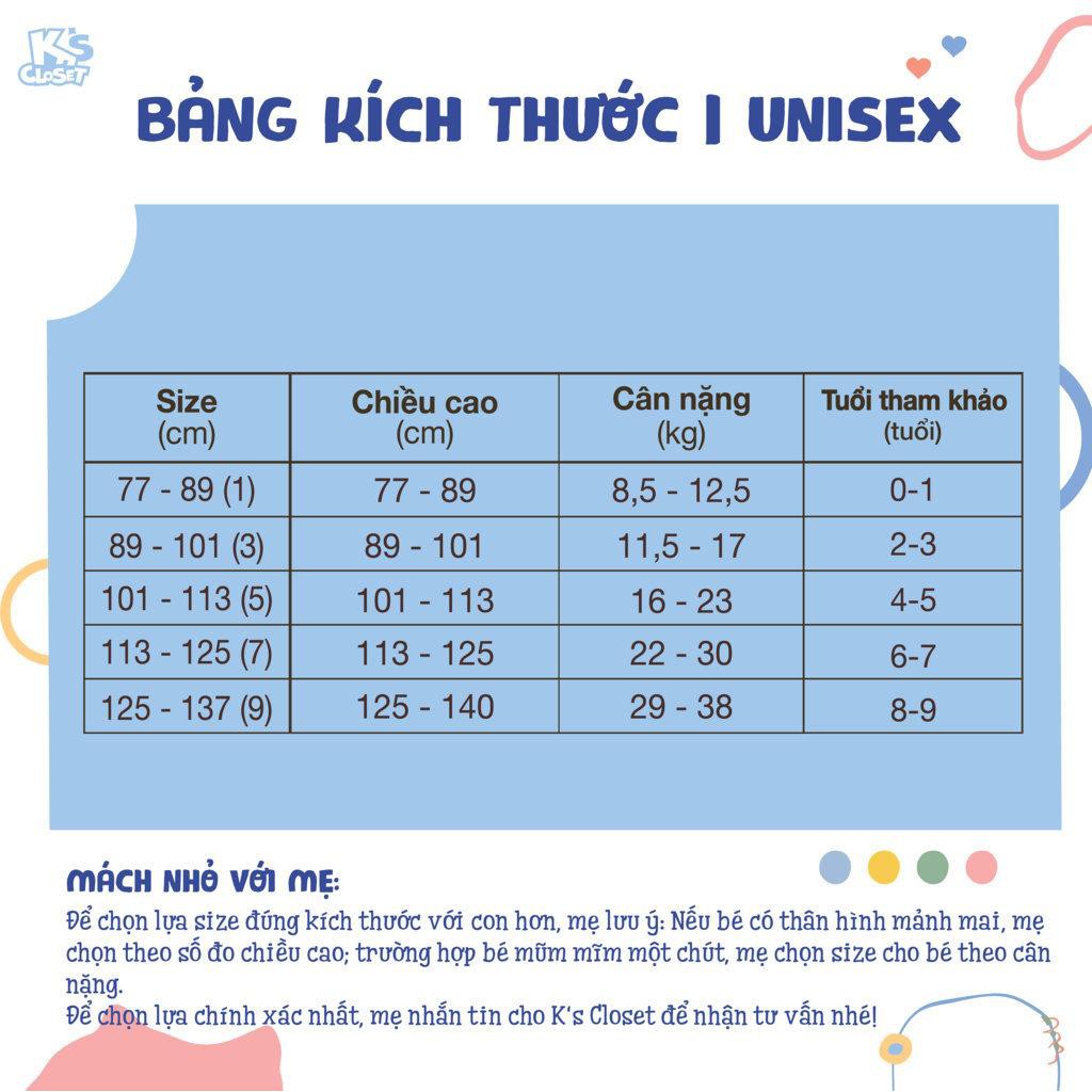 Bộ Quần Áo Cotton Dài Tay Cho Bé Trai và Bé Gái (1-9 Tuổi) K's Closet E034TEF / E036TEF / E043TEF TM | BigBuy360 - bigbuy360.vn