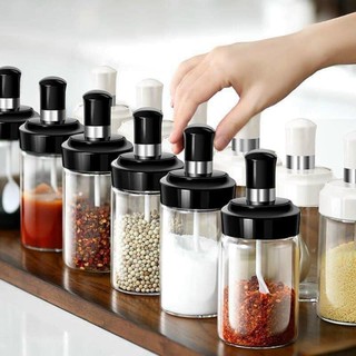 Hũ đựng gia vị thủy tinh kèm muỗng, tiện dụng dung tích 250ml