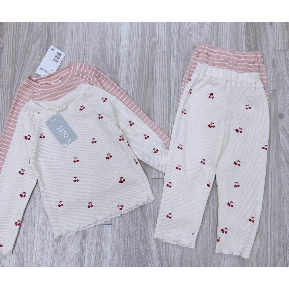 COMBO 2 BỘ NỈ TĂM CHERRY HỒNG - BE CHO BÉ GÁI