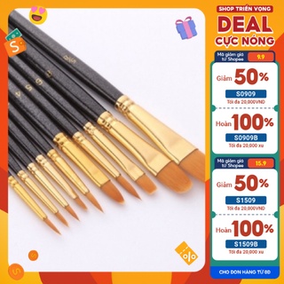bộ 10 cọ vẽ màu nước, acrylic, sơn dầu chuyên nghiệp