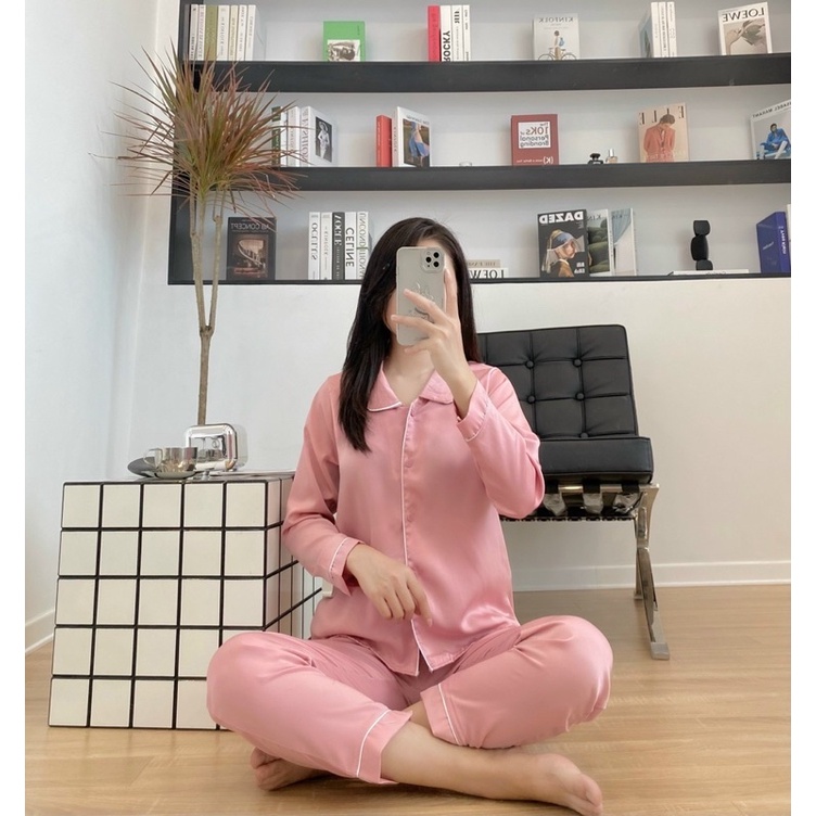Bộ Pijama Mặc Nhà Cổ Sen Chất Lụa Latin Hàng Thiết Kế Cao Cấp