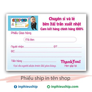 Phiếu giao giấy Shop Kid
